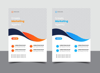 orange and blue business flyer template