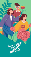 3.12 International Women's Day professional women flat character vector concept operation hand drawn illustration
