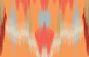 Obraz premium Uzbek ikat pattern silk fabric in Uzbekistan. Background, Design for fabric, curtain, coat ,robe, ikat from Uzbekistan.
