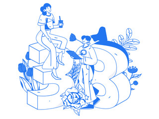 3.12 International Women's Day professional women flat character vector concept operation hand drawn illustration
