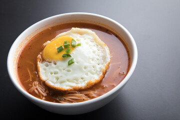 Sopa criolla a la minuta peruvian beef soup food with fried egg