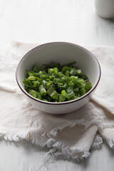 Green onion cut into little pieces chopped chives