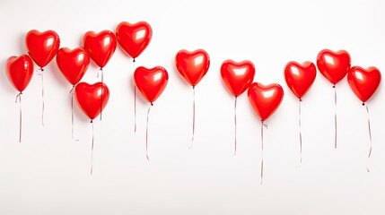 Image of heart shaped balloons on a white background.