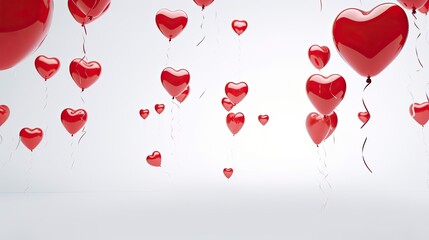 Image of heart shaped balloons on a white background.