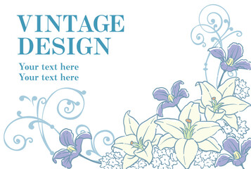 アンティークなお花の装飾フレーム。ベクター素材