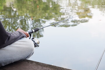 selective focus to fishing rod, soft focus