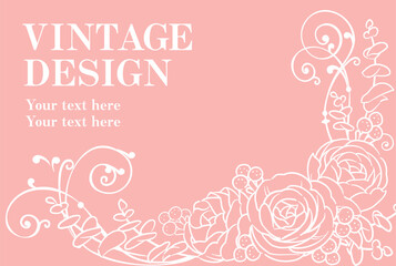 アンティークなお花の装飾フレーム。ベクター素材