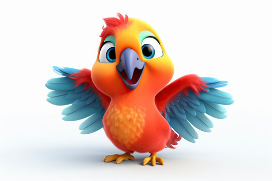 3d cute cartoon macaw parrot.
