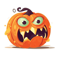 Eerie Halloween Pumpkin Mascot: Vector Artistry on white background , Vector illustration
