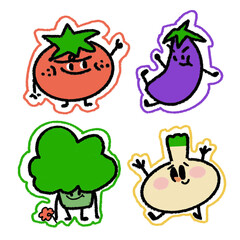 Various vegetable illustrations, cute vector images