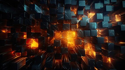 Close-up modern dark 3d random abstract object with cinematic color for background