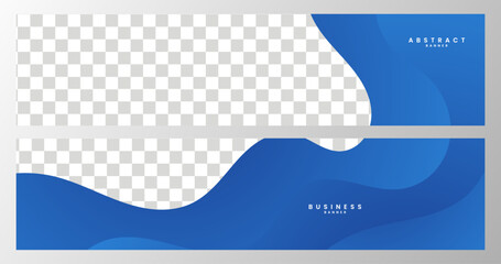 set of banners with blue wave gradient background with copy space area