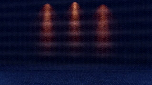 color changing effect lighting on brick wall