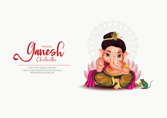 Lord Ganpati on Ganesh Chaturthi background. abstract vector illustration design - obrazy, fototapety, plakaty