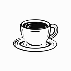 black hand drawn coffee cup vector isolated on white