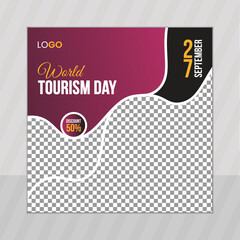 World Tourism Day social media post design vector template