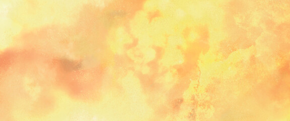 abstract orange watercolor background. colorful sunrise or sunset colors in cloudy shapes. 