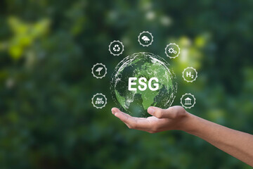 carbon neutral concept net zero icon and on hand for net zero emissions target Weather neutral long...