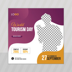 World Tourism Day social media post design vector template