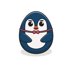 cute penguin animal character shaped like a moon like an egg. penguin character cartoon