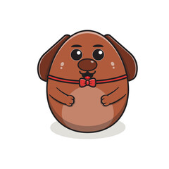cute dog animal character in the shape of a moon like an egg. dog character cartoon