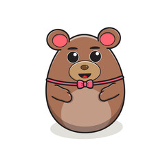 cute bear animal character in the shape of a moon like an egg. bear cartoon character