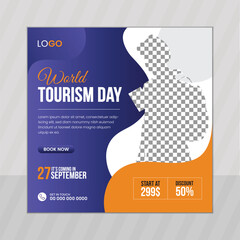 World Tourism Day social media post design vector template