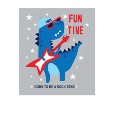 dinosaur rock star print vector