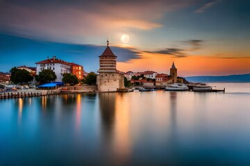 Full moon over the town