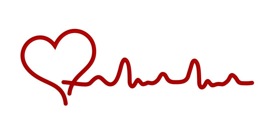 The symbol of a red stylized heart. 
