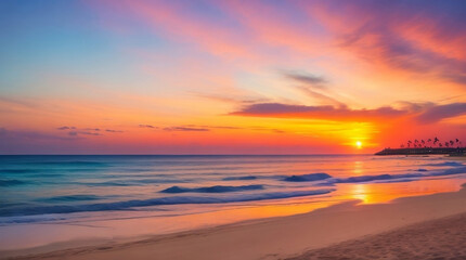 Sunset Serenity: Mesmerizing Beachscape Bathed in Colors