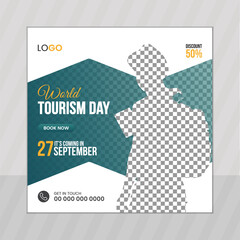World Tourism Day social media post design vector template