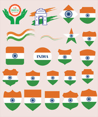 festive illustration of independence day in India celebration on August 15. vector design elements of the national day. holiday graphic icons. National day