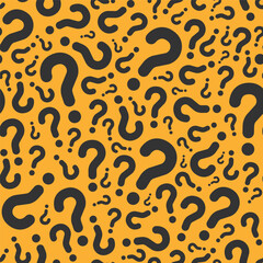 random black question mark pattern for yellow background, mystery box