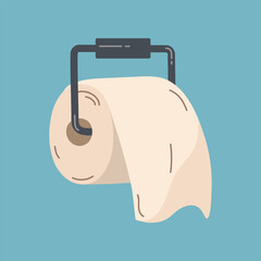 Toilet paper and metal holder vector illustration