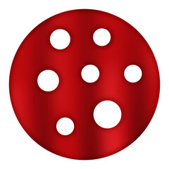 Glossy Red Circle with Holes Isolated on White