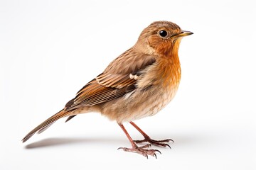 Bird on a white background isolated. Colorful songbird. Close encounter with nature palette