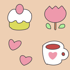 illustration of a set of cupcakes