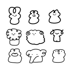 set of funny cartoon animals