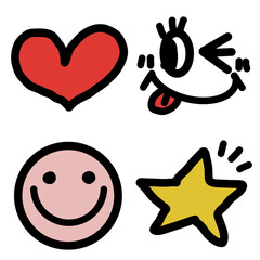 hand drawn illustration of a set of icons