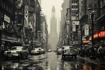 Foto op Plexiglas Havana black and white photograph of a crowded street  