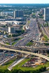 Urban Motion: Aerial 4K Image of Dallas Texas Traffic Flow on Busy Roads