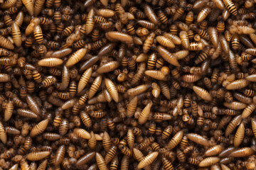 seamless texture and full-frame background of disgusting maggots, neural network generated image
