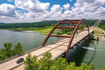 Iconic Tranquility: 4K Image of the Breathtaking Penny backer 360 Bridge in Austin, Texas, USA