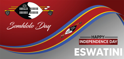 Eswatini Independence Day (Somhlolo Day) Vector poster with waving flag