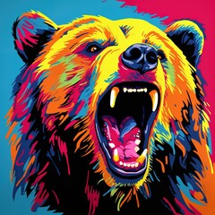 Bear, pop art. Generative AI