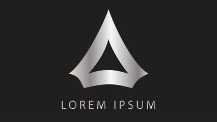 Fototapeta premium A letter or triangle logo with silver metal color