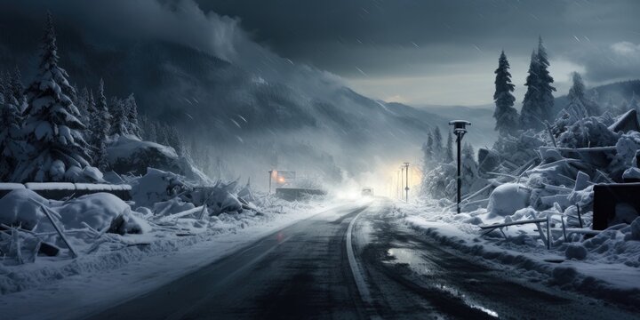 Fototapeta snow filled roads