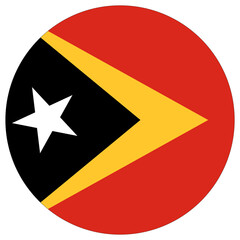 East Timor flag circle shape. Flag of East Timor round shape