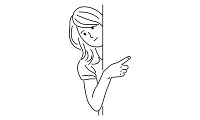 line art of woman pointing away hands